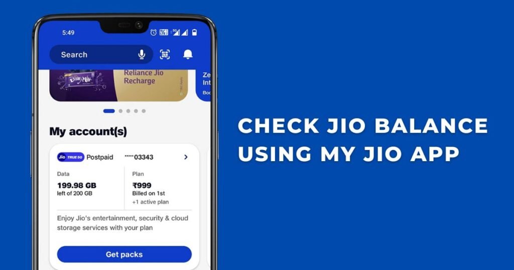 Check Jio balance using My Jio app